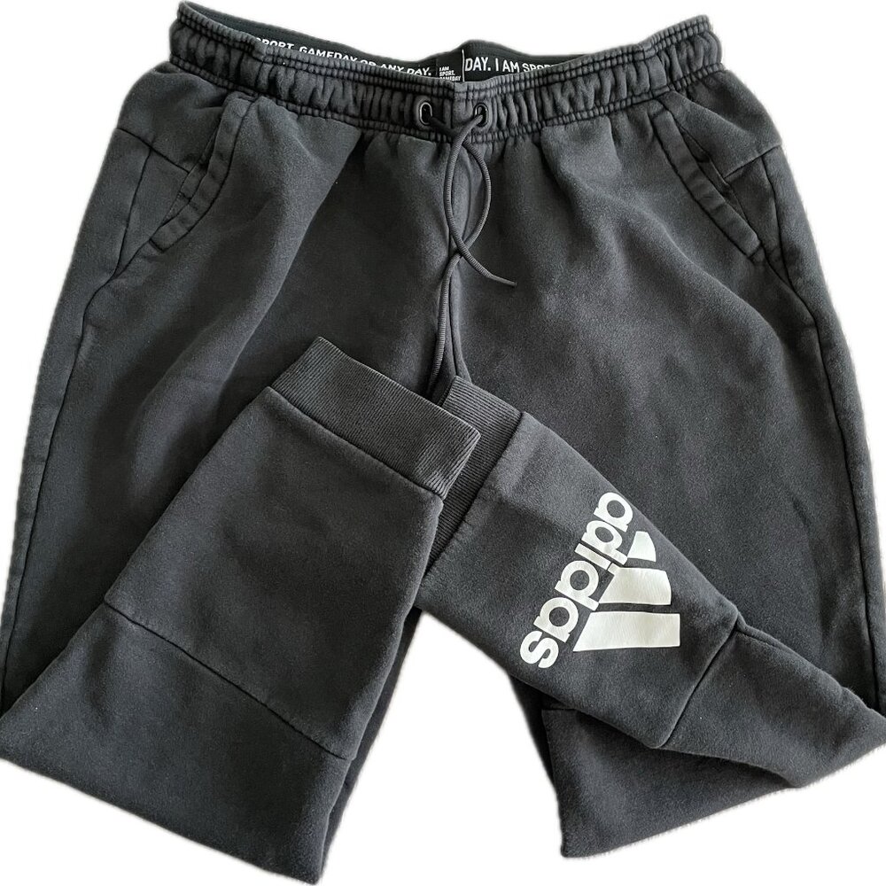 adidas Women’s Black Jogger Sweatpants Drawstring Logo Graphic Size XL